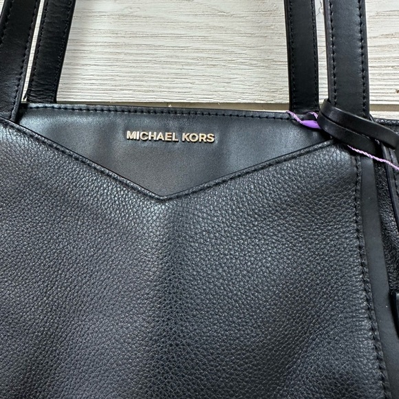 Michael Kors Pebbled Leather Black Tote Bag - Picture 4 of 10